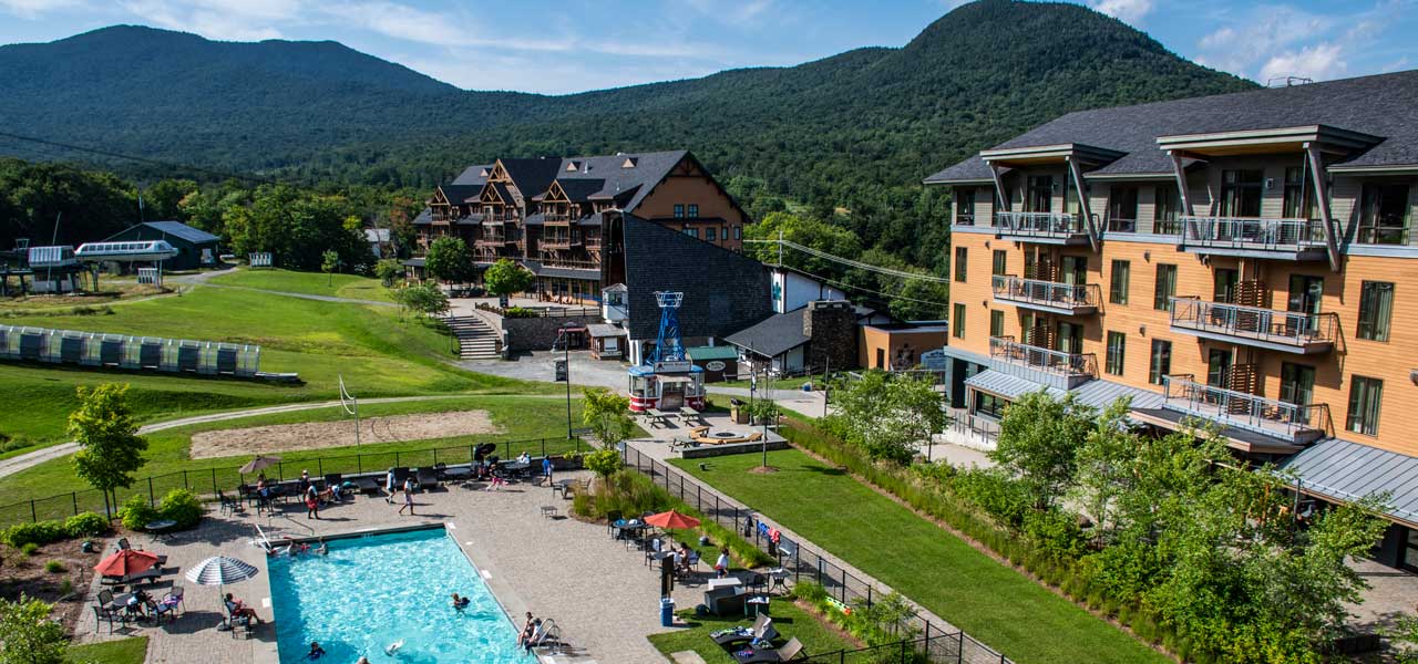Summer pool and Terrace at Jay Peak Resort