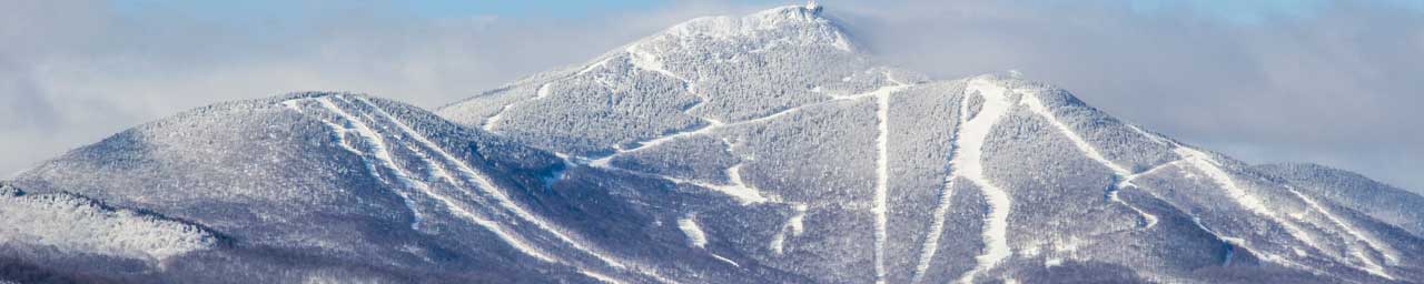 Winter snow covered mountains of Jay Peak Resort